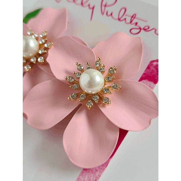 🌺 LILLY PULITZER Oversized Pearl Orchid Flower Earrings NEW WITH GIFT BAG - Picture 14 of 16